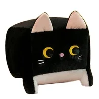 Customized cute square cat plush toy packaging kitten children animal toy plush animal gift pillow factory direct sale