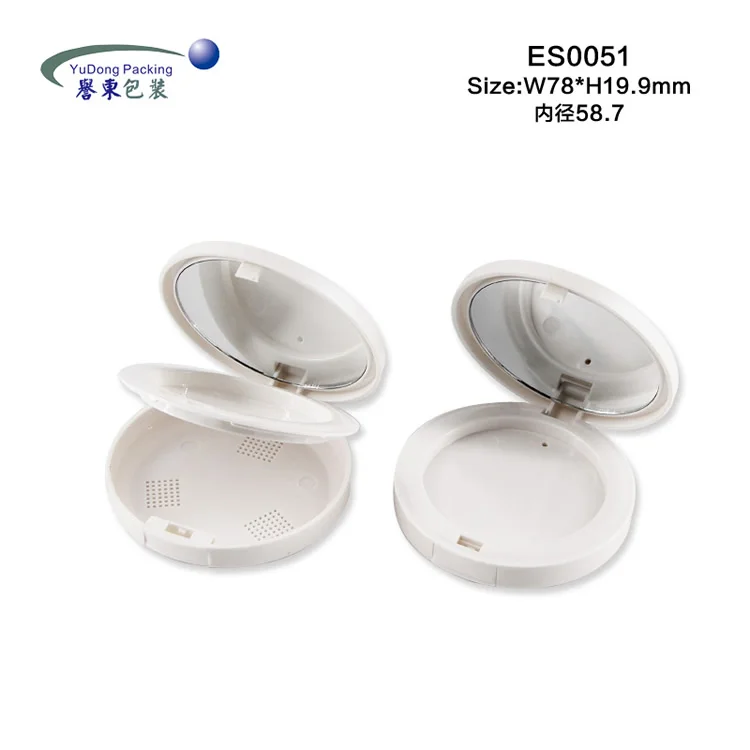 Double layer private label round pink white press compact powder case empty cushion foundation blush containers packaging