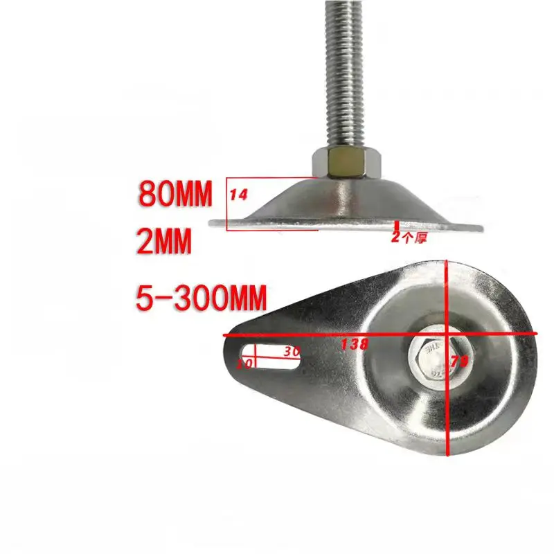 Heavy-Duty Stainless Steel Fixed D80mm M10 80mm 100mm 12mm Fixed Steel Economy Anti Vibration Mount Adjustable Leveler Feet