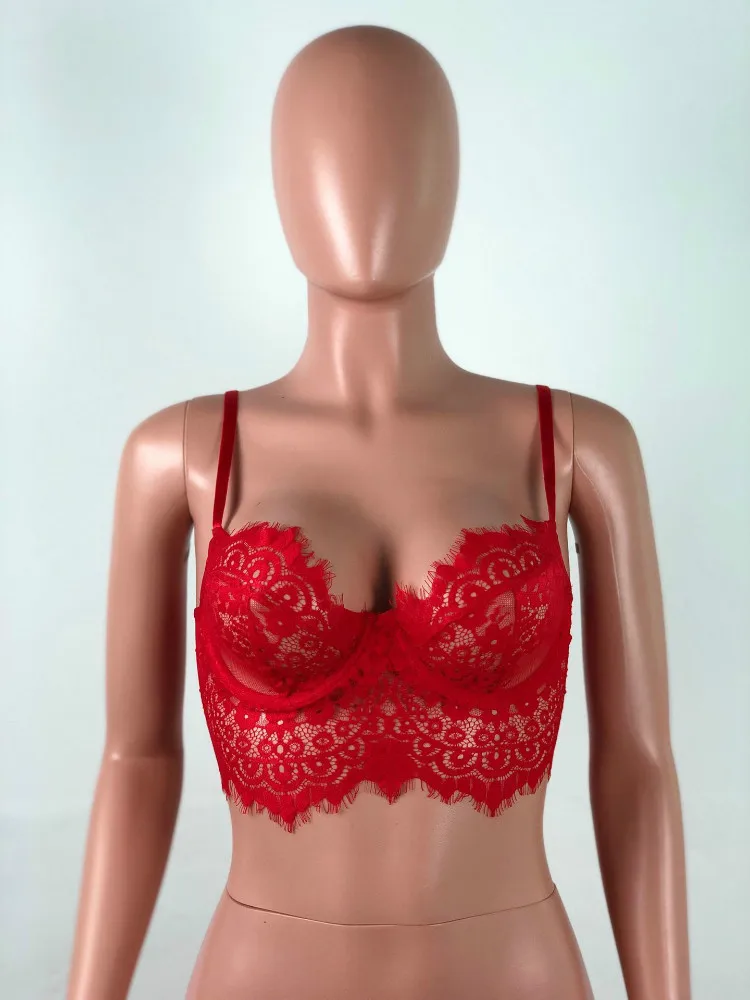 2019 Sexy See Through Lace Camisole Tank Top Lace Crop Top Outfit with Wire Ladi Bra Crop Top Lace Women