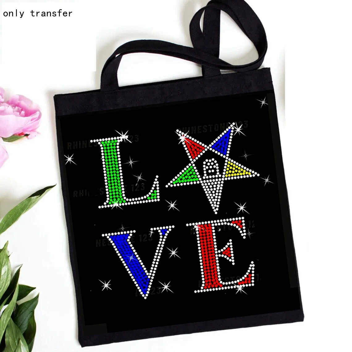 Custom Wholesale oes Eastern Star Rhinestone Transfer  Design iron on Bling Rhinestone Iron Heat Transfer Hotfix Ready to Press