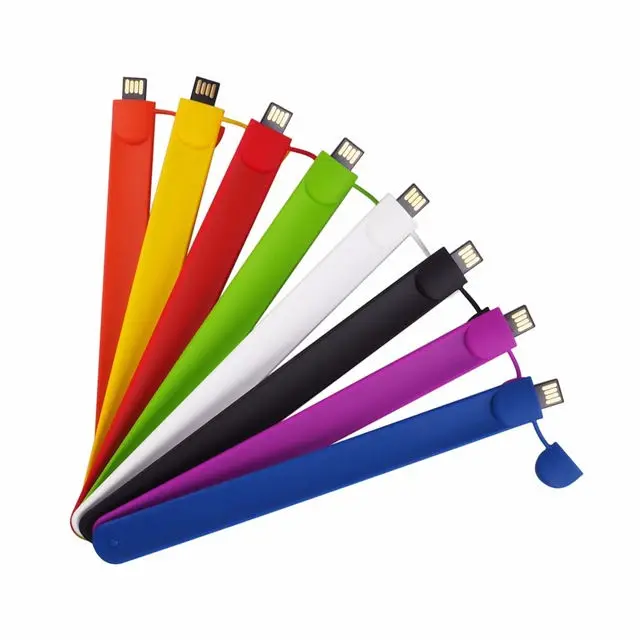 Wholesale Custom Slap Wraps Bracelet Usb Flash Drive Wristband Promotional Wrist Strap Band Bracelet Usb Memory Silicone
