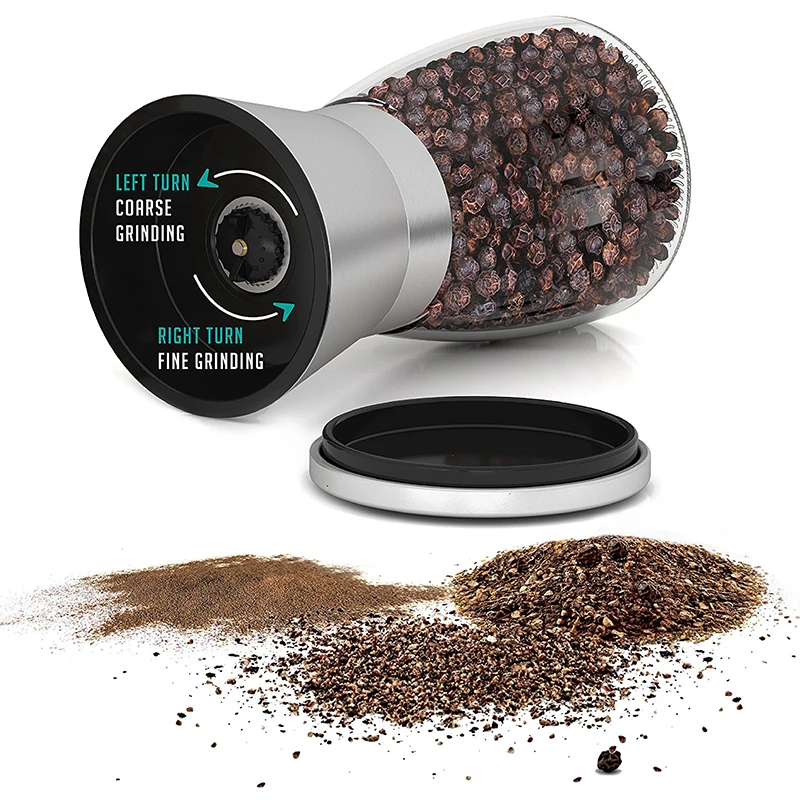 High Quality Glass Manual Spice grinder salt and peppper mill