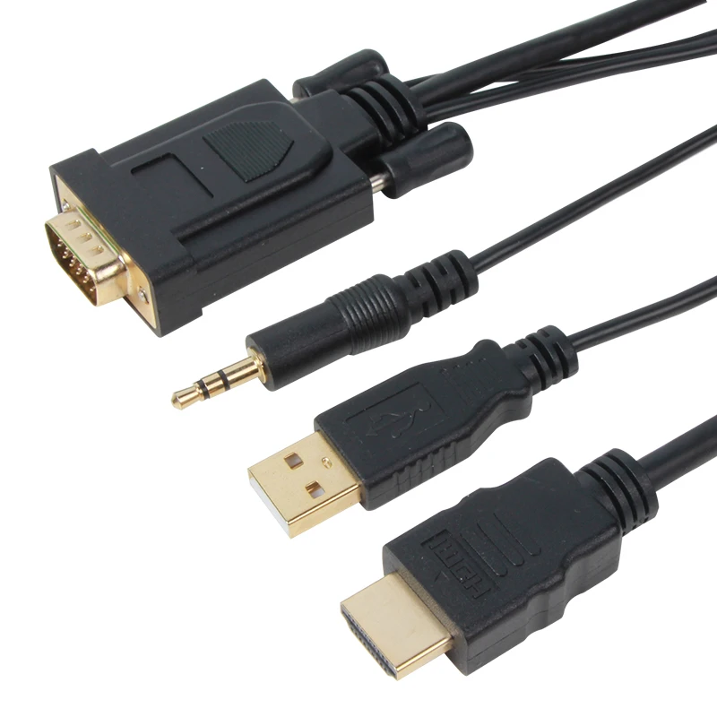 VCOM 1.8m HDMI to VGA Adapter Audio Video Cable FHD 1080P Male to Male Converter Cable Computer HDTV Monitor Audio Video Cord