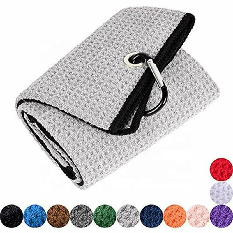 wholesale golf towel with magnet golf bag towel microfiber with waffle golf magnetic towel
