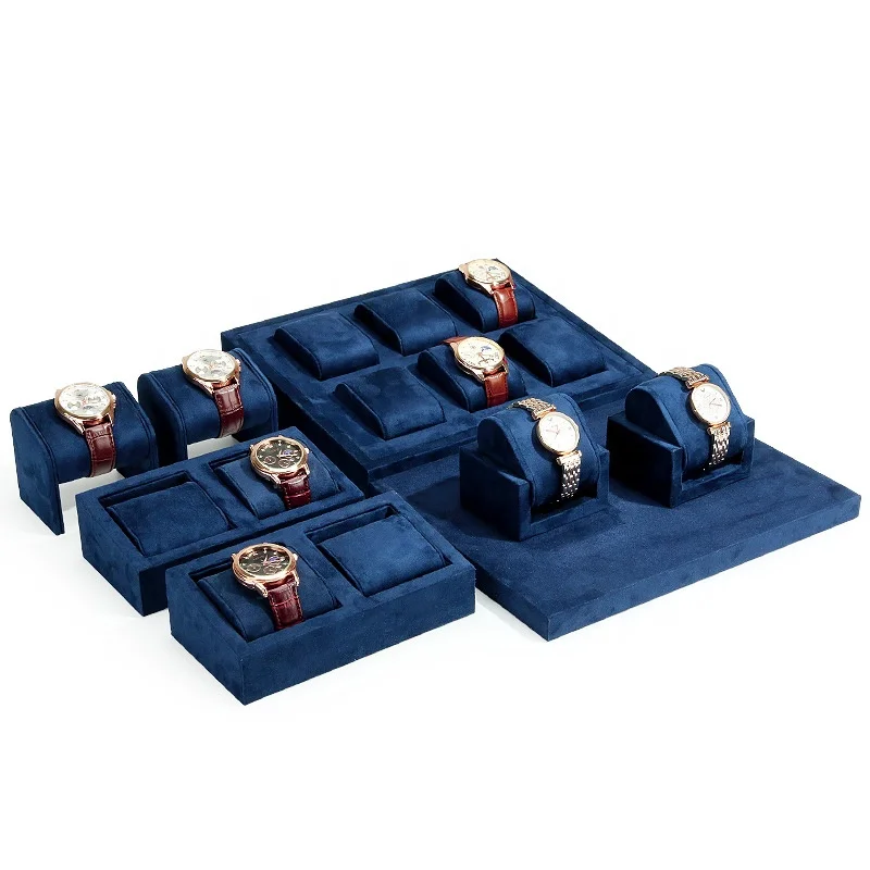 Fashion Navy microfiber counter display Jewelry props Display high quality watch display props