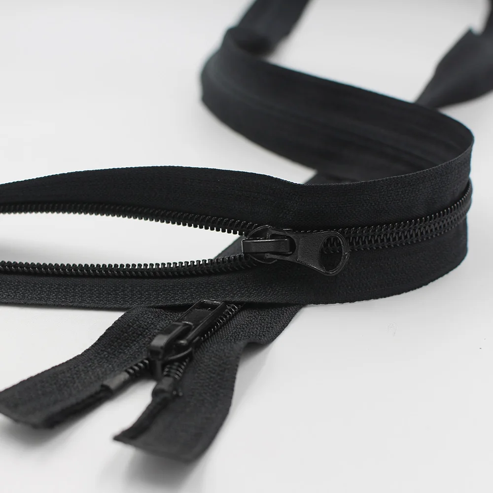 #5 two way (2 way) with plastic stopper open end nylon zipper silver teeth for sale zipper for clothes