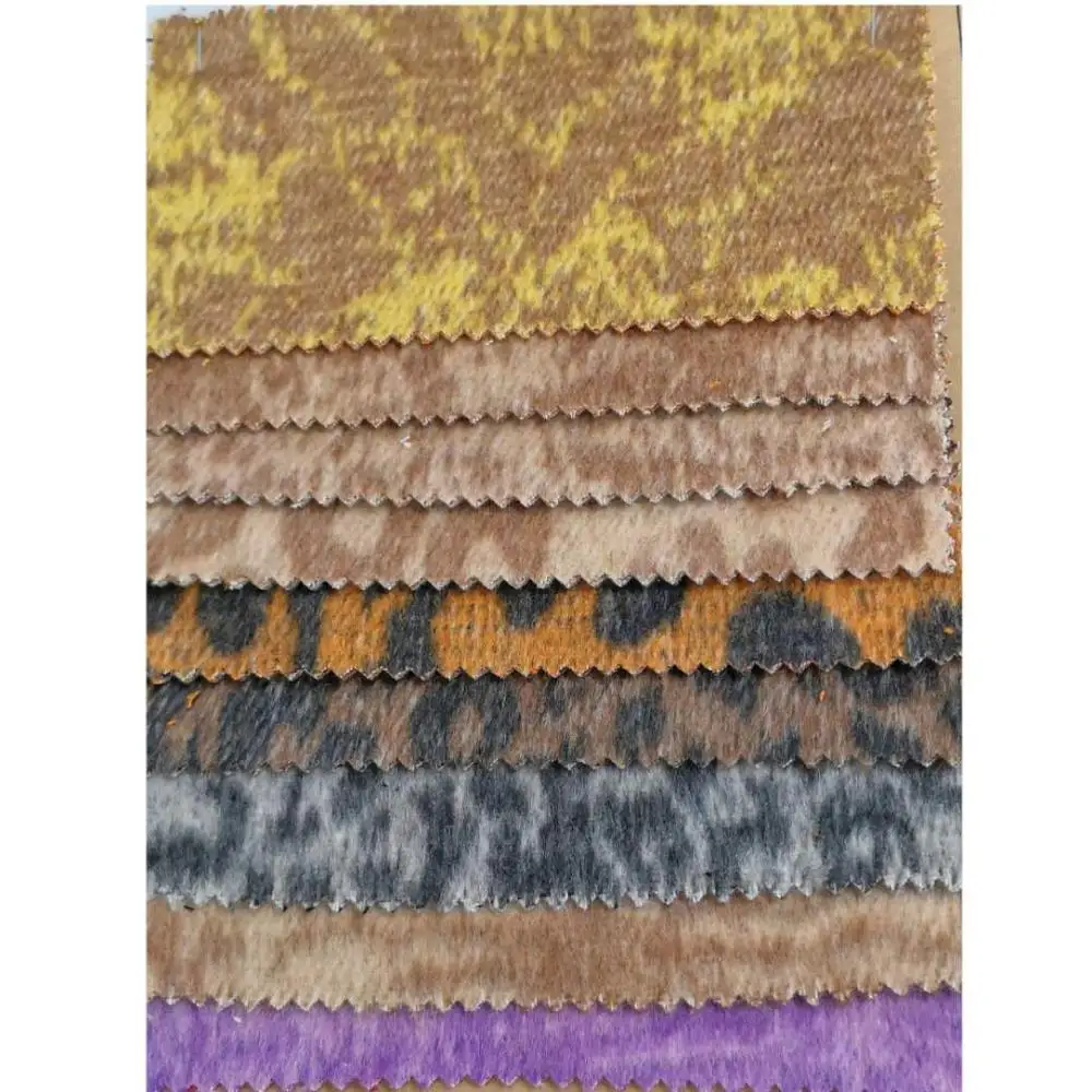 Девять видов двухсторонней тканой шерстяной ткани с леопардовым принтом в наличии