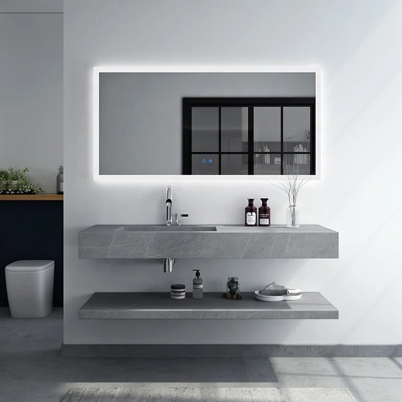 Italian porcelain counter-top ceramic basin Cabinet Sintered Surface Stone Couter-tops Bathroom Vanity