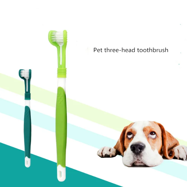 Household Triple Head Pet Dog Teeth Cleaning Pet Dental Care 3 Headed Pet Dog Toothbrush For Dog