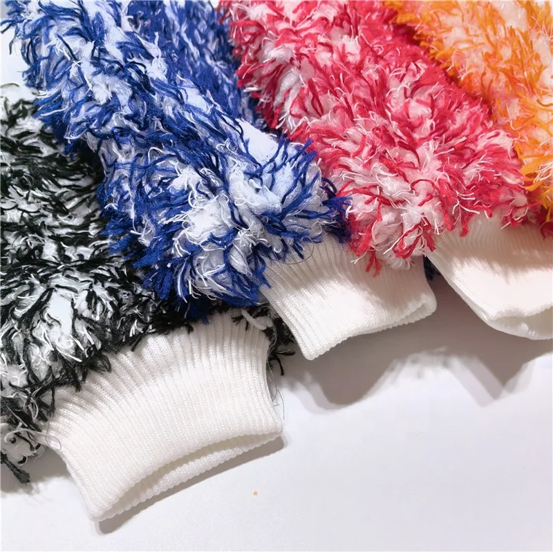 SHODA Wholesale Double Side Coral Velvet Car Wash Sponge Brush Mop Mitts Microfiber Car Wash Glove for Car Cleaning