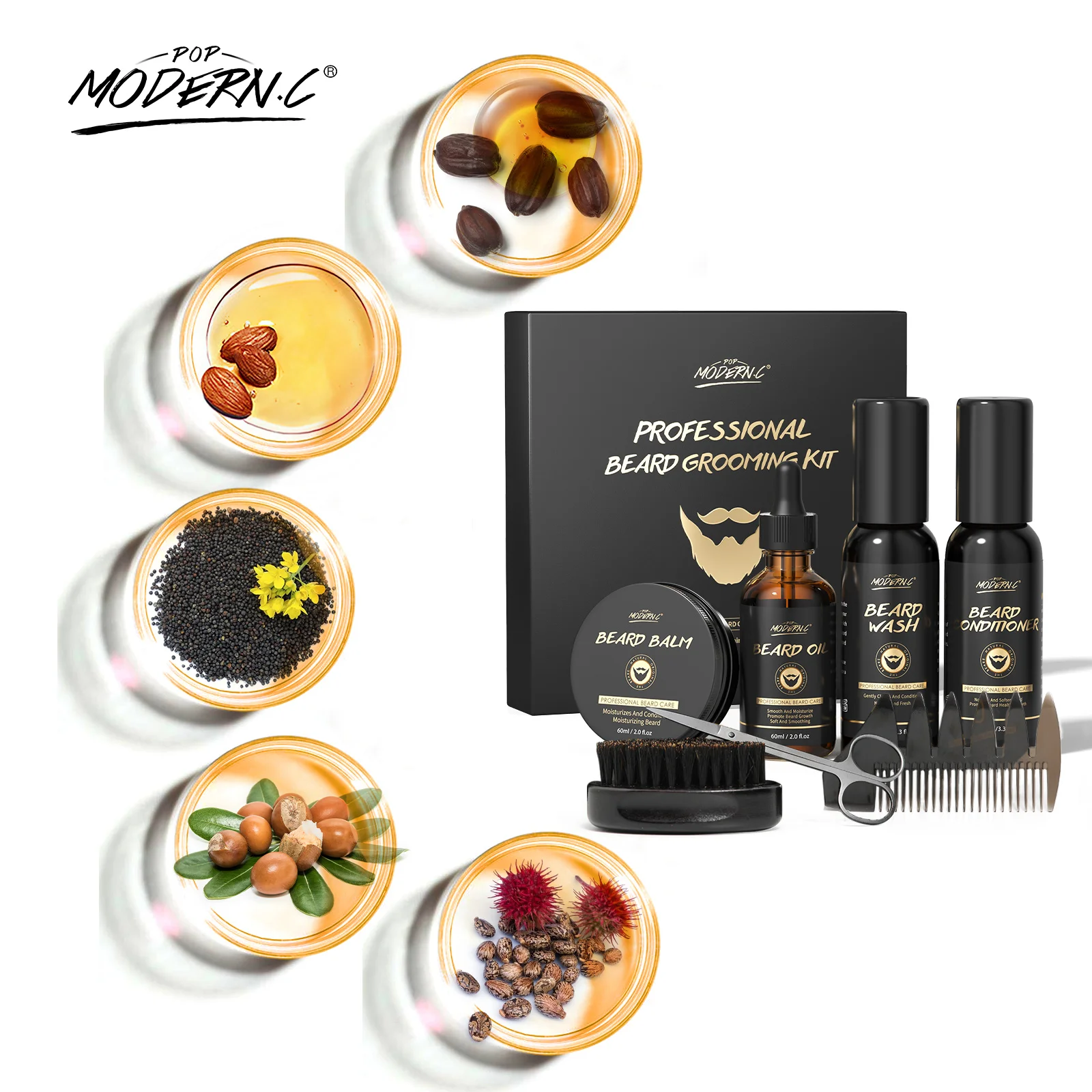 Фирменная торговая марка, мужской органический бальзам для роста бороды, набор для ухода за бородой