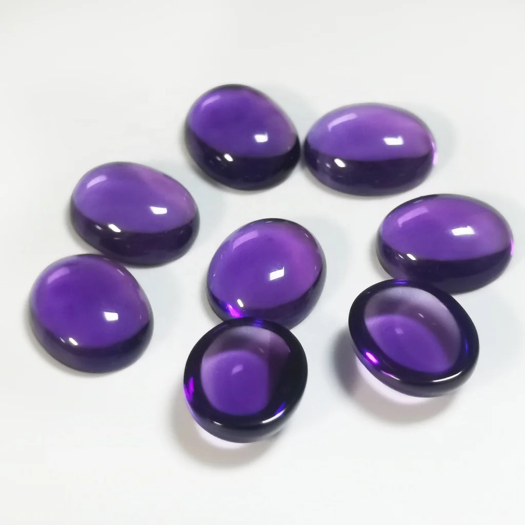 Baifu Jewelry oval shape flat back amethyst cab 10*12mm synthetic gemstone for jewelry making