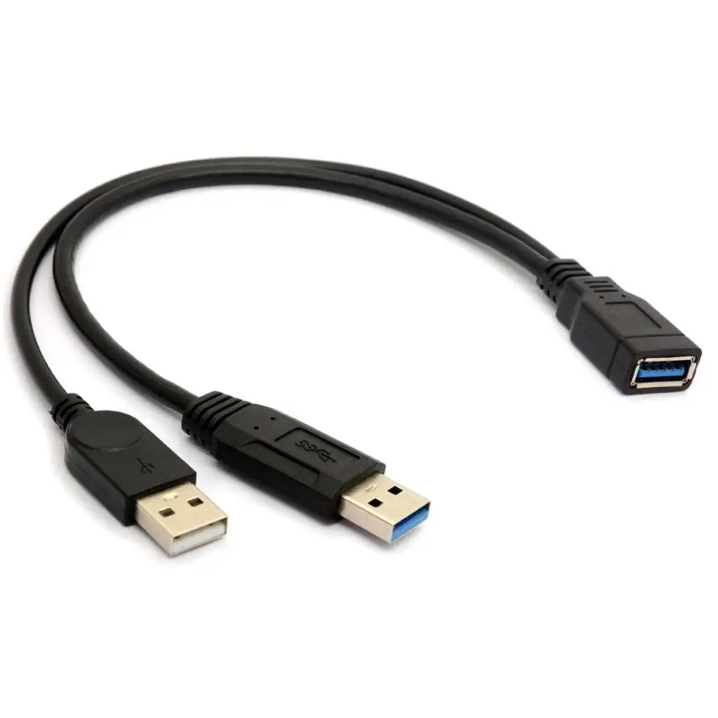 Высокоскоростной Y-образный разветвитель USB 3,0 с женским на двойной USB-штекер, дополнительный удлинитель для передачи данных, зарядный usb-кабель для мобильного жесткого диска 2,5 дюйма
