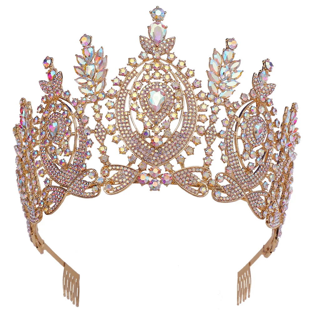 Handmade luxury miss universe pageant crowns fashion trendy full rhinestones big crown