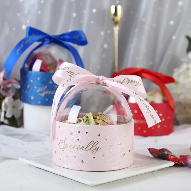 European Multi Colors Gift Boxes Candy Box Half Round Acrylic Gift Boxes For Christmas Birthday Party Supplies