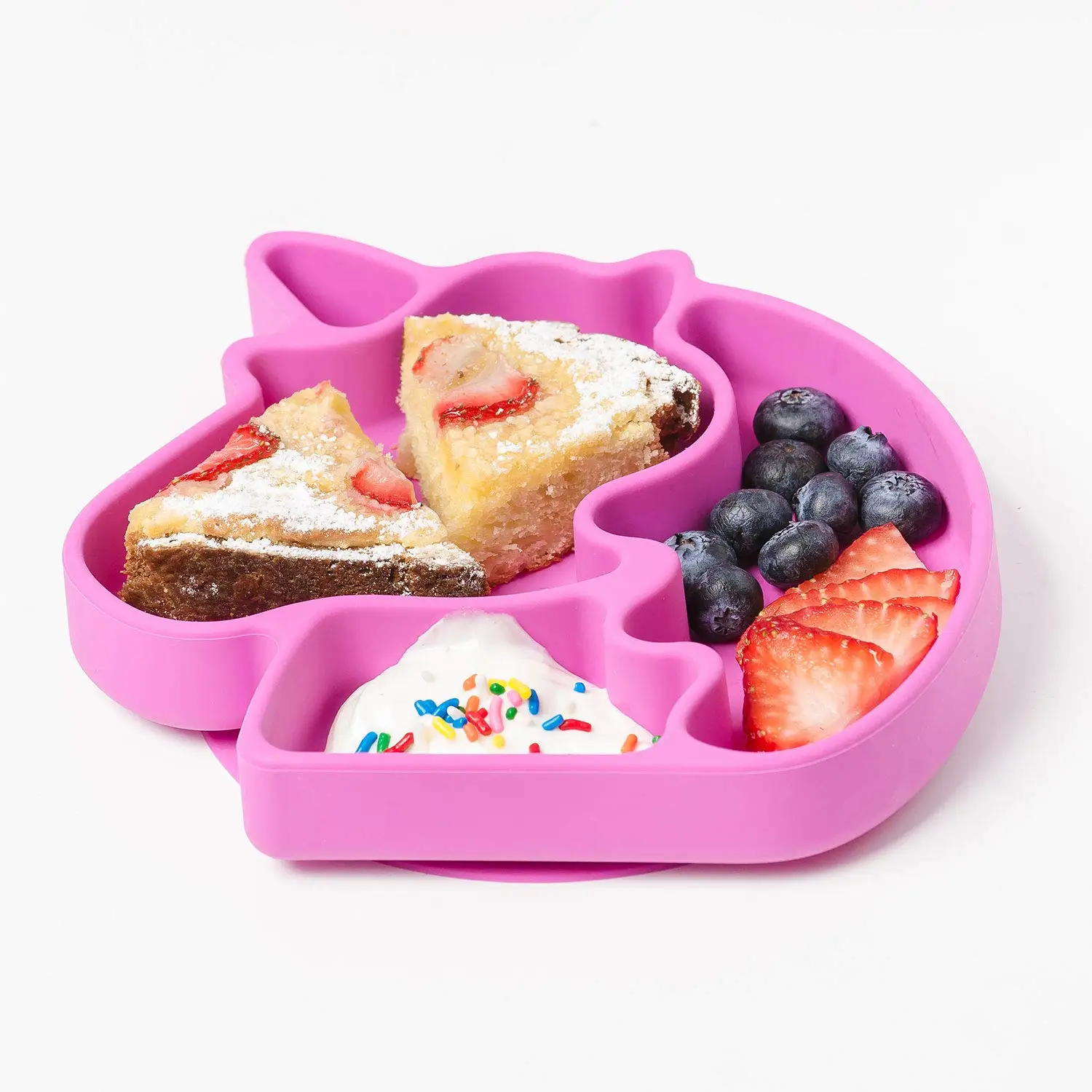
Eco-Life BPA free cute animal unicorn silicone divided suction plate for baby 