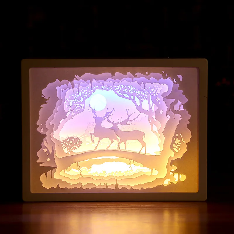 Paper Cut Light Box 3D Shadow Box Frame Wall Art Led Night Light Shadow Box paper carving light
