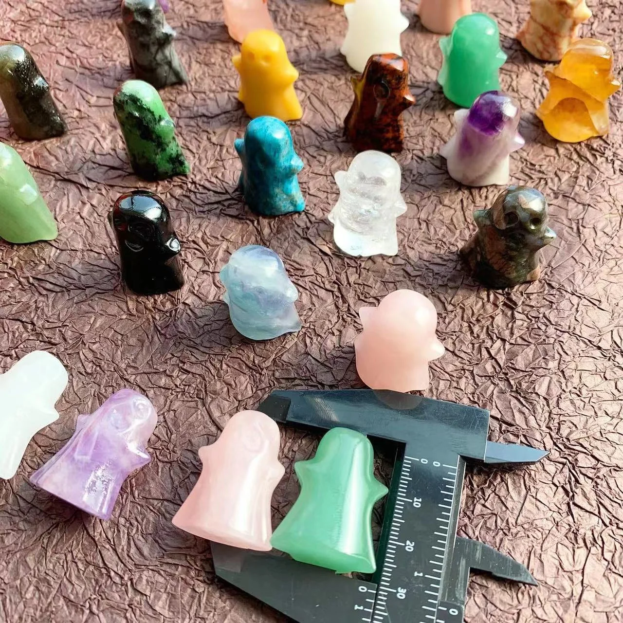 Natural Crystal Specter  Carved Crafts Healing Stone  Rose Quartz  Obsidian Ghost For Halloween