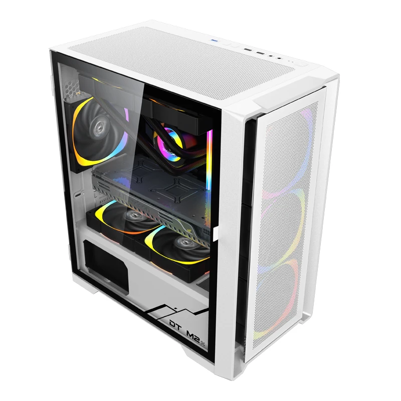 SNOWMAN CS032 Mainstream Gaming PC Mid Tower Case MATX Mini ITX Customized Tempered Glass Computer Case Desktop Case Tower White