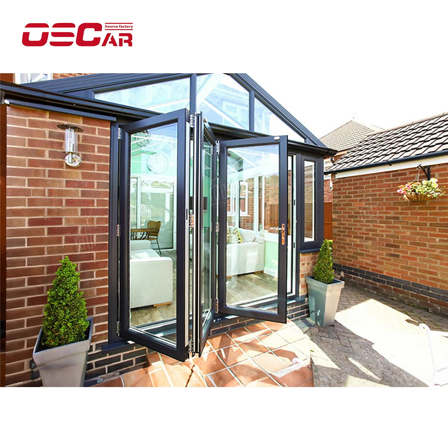 Oscaracso House Exterior Thermal Break Aluminium Profiles Glass Pocket Sliding floding Door Heavy Duty Patio Sliding Doors