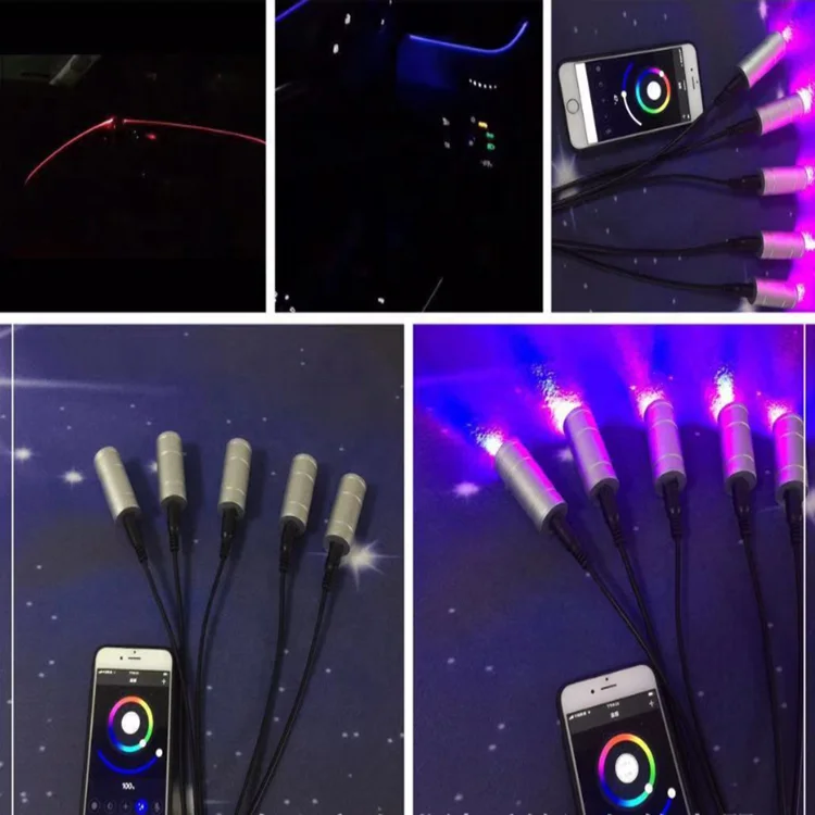 Высококачественный автомобильный атмосферный источник света для мобильного телефона CarLamp Rgb оптоволоконный с управлением через приложение