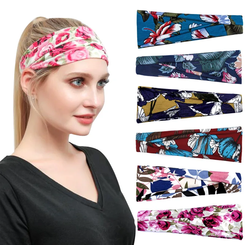 Custom Running Cycling Gym Yoga Basketball Stretchy Moisture Wicking Sweatband Hairband Sports Sweat Headbands Women Wholesale