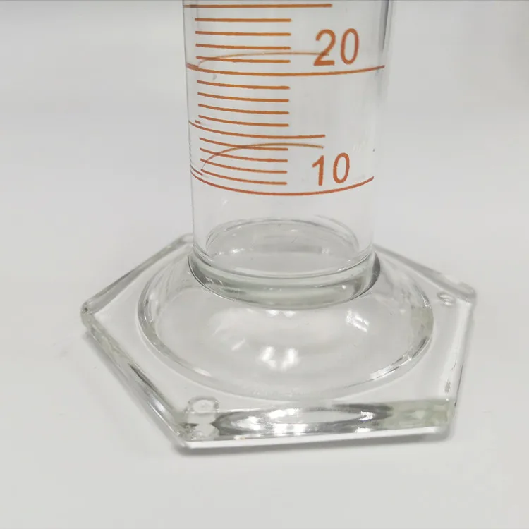 Высокое качество толстое стекло шестигранное основание 250 мл стеклянный смешивающий мерный цилиндр от 0 до 100 мл OEM