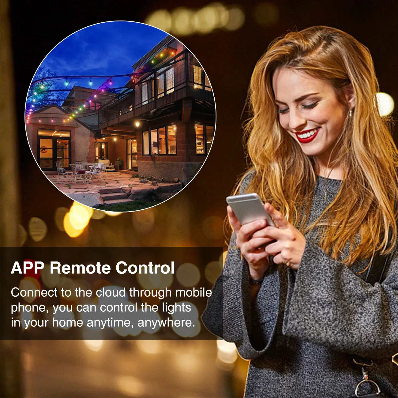 Smart RGB Outdoor LED Commercial String Light with Vintage Edison S14 LED Bulbs for Holiday Garden Patio Christmas Use TUYA APP