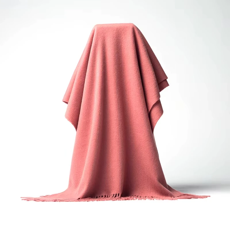 Custom Winter Autumn 320gsm Soft Warm Camel Cashmere Scarf Winter Wool Blending Oversize Shawl Cashmere Wrap for Women Men