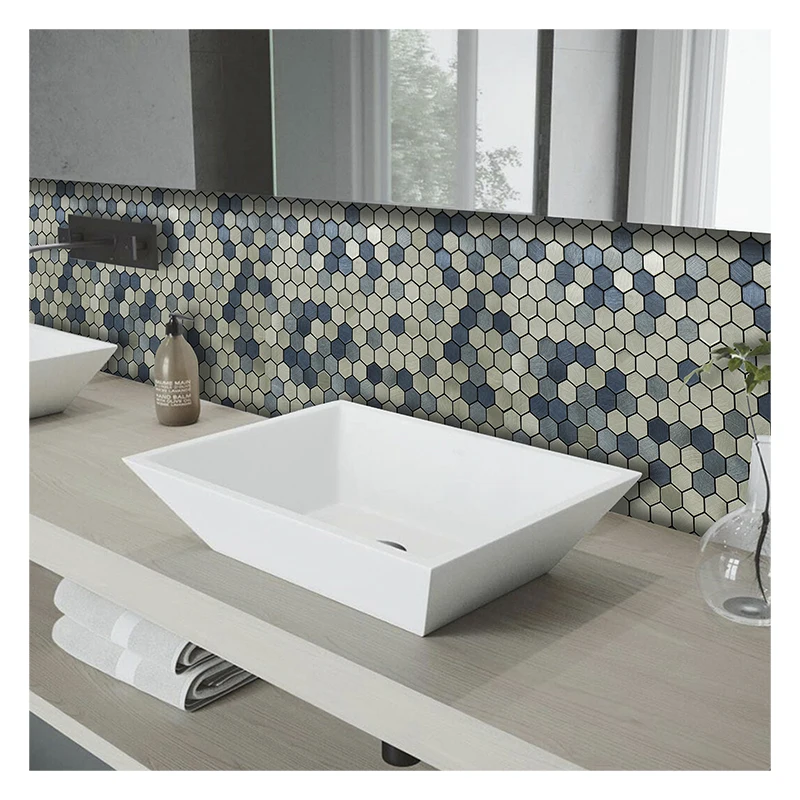 Showroom ceramic stone quartz marble mosaic sample Waterproof White and Blue Bathroom Backsplash vintage mosaic floor tiles