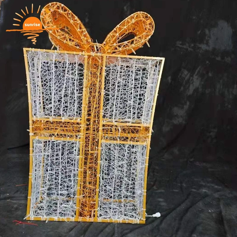 Customized Commercial Outdoor Christmas Holiday Garden Garden Decoration Lighting LED 3d Gift Box Theme Light
