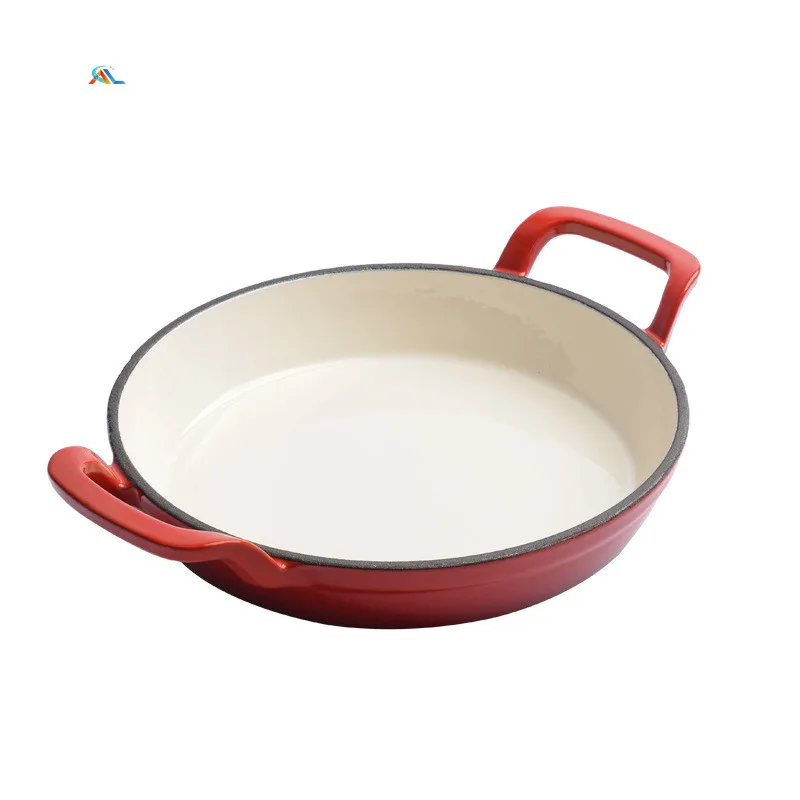 Hot Sale Enameled Cast Iron Round Pan / Roaster Pan Set Non Stick Cookware Set