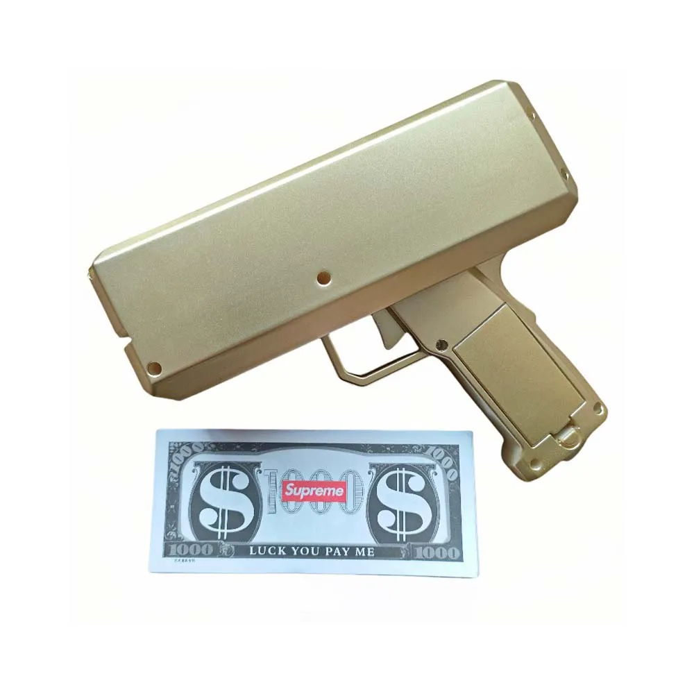 Gold Money Gun Make Cash Money Rain Dollar Bill Plastic Gun Box Shot Spread the Real Gold Money Gun Toy for Party