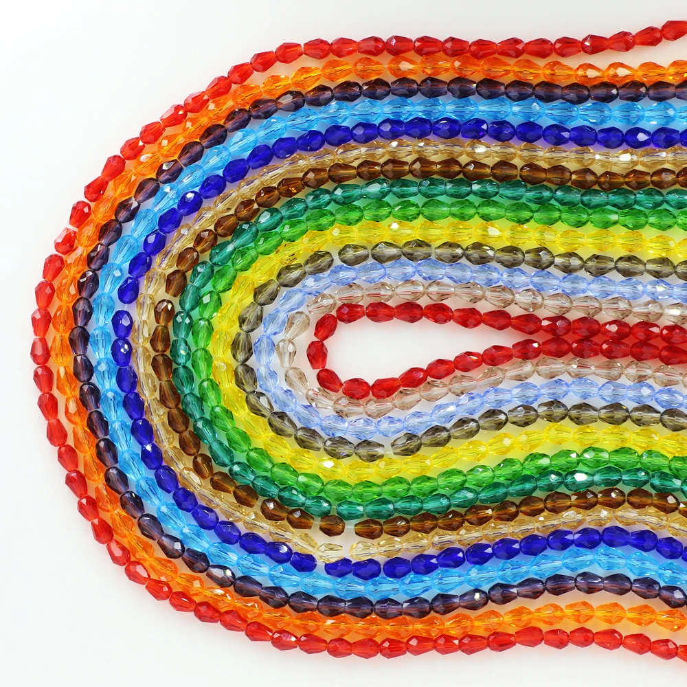 Water Drop Glass Beads For Jewelry Making Tear Crystal Beads For Women Pendant Necklace DIY Decoration Accessories 5strips/batch