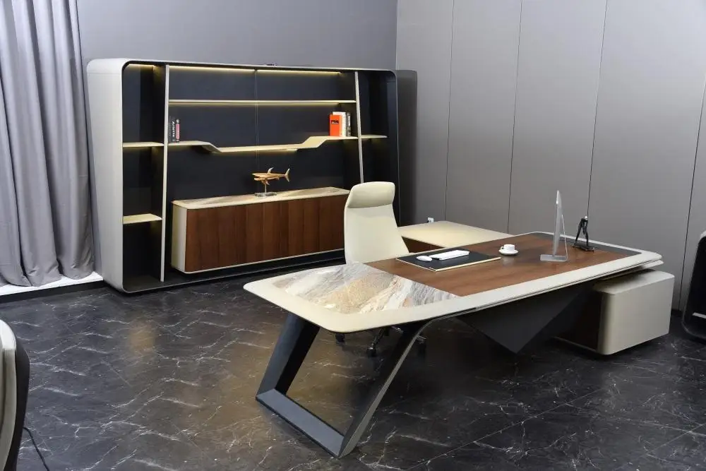 High-end modern luxury style office furniture mdf executive l shape office ceo table design