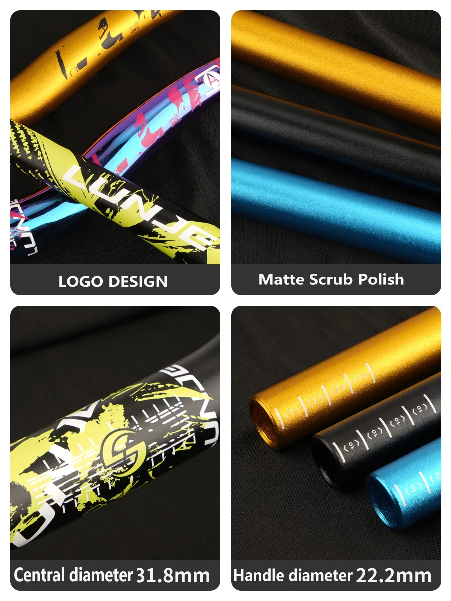 LUNJE  Swallow Handle Aluminum Alloy Mountain Bike Handlebar Mtb 31.8 * 720/780mm Bicycle Long Handlebar Handle