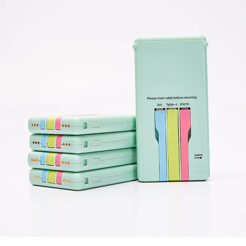 Factory supply mobile phone use Li-polymer Battery ODM/OEM sharing power banks rental built-in Mini USB Type C Cables