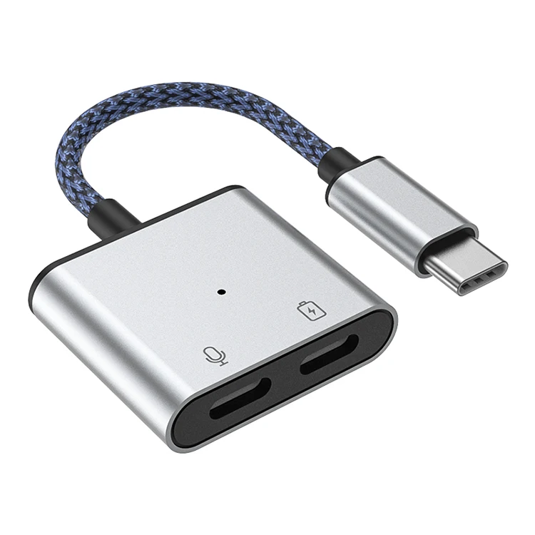  Адаптер type-c otg 2 в 1 usb-c зарядный порт аудио адаптер для мобильного