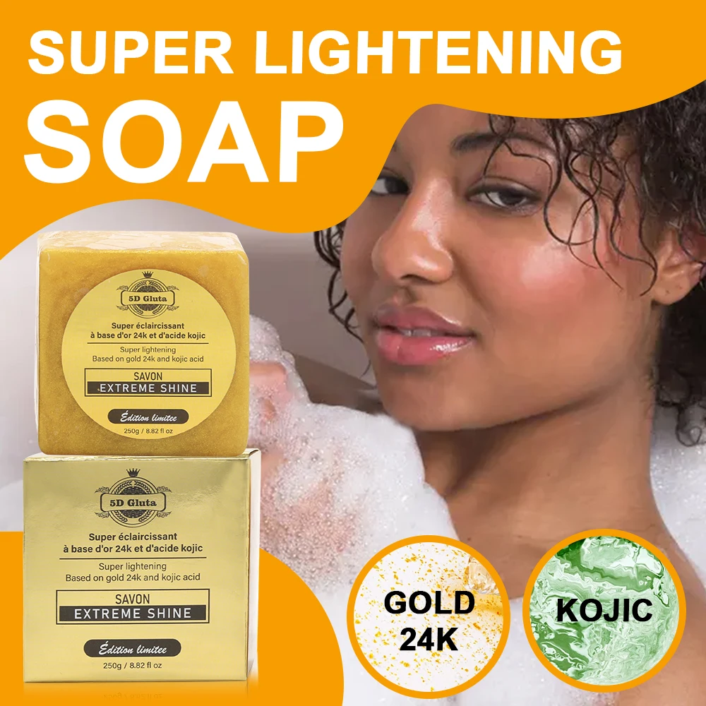 5D Gluta 24K Kojic acid super lightening ecat skincare set pigment spot corrector body cream lait du corp essence diamond soap