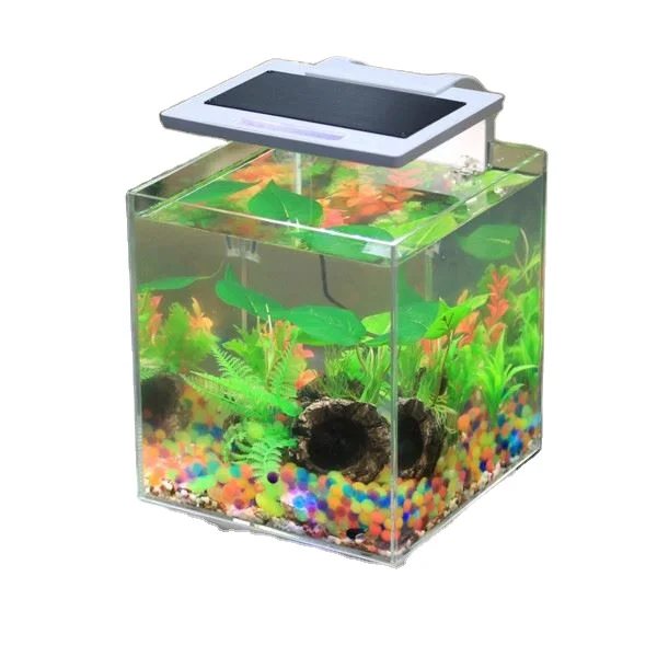 High Quality Classical Mini Aquarium Fish Tank for Home Use with Lighting Wave Pumps Made of Glass Acrylic Resin Office Hotel