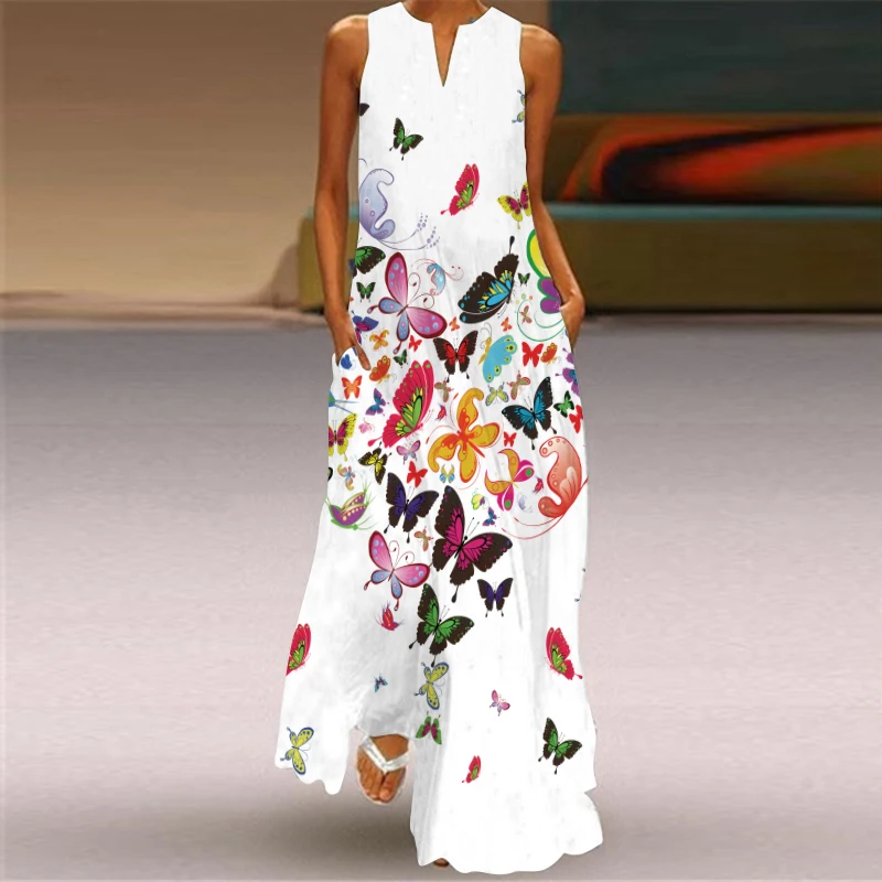 Vestidos Elegante Ladies Daily Wear Wholesale Dress Digital Printing Custom Pattern Women Plus Size Loose Casual Dresses
