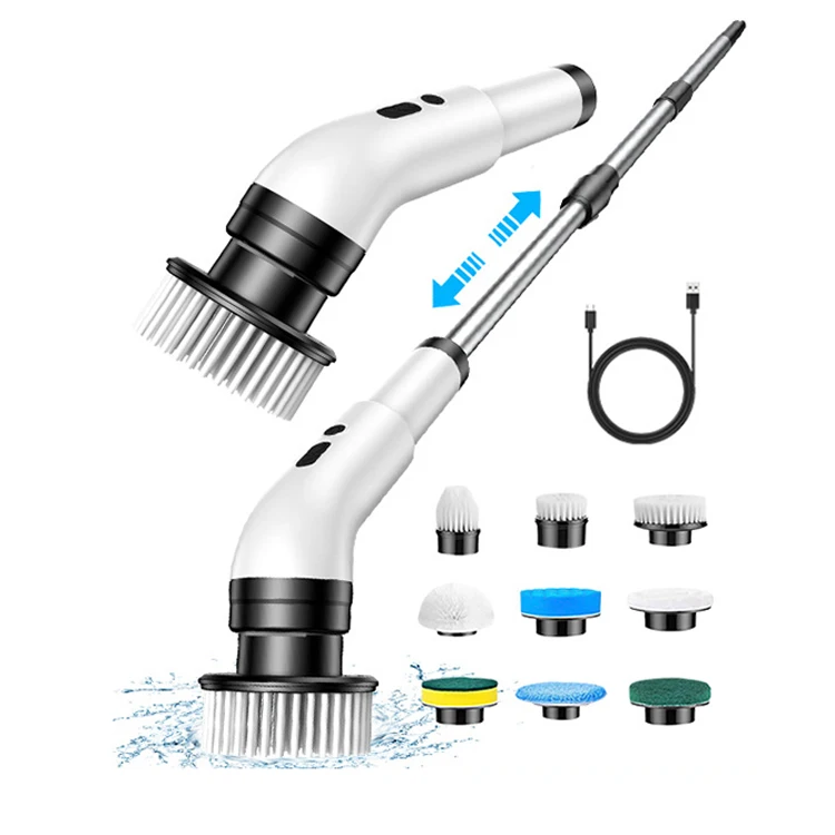 Hot Sale Handheld Long Handle Powerful Flooring Scrubber Household Clean Tool Bathroom Electric Clean Brush for Bathroom Kitchen