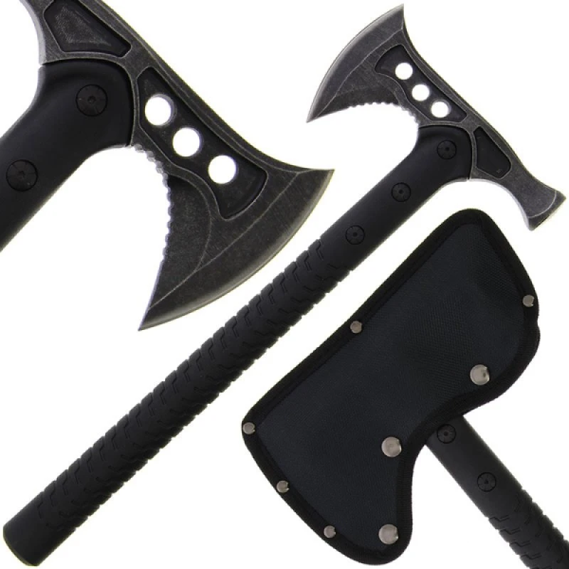 Camping Axe Survival Hatchet Tactical Tomahawk with Hammer, Nylon Fiber Handle for Outdoor Survival
