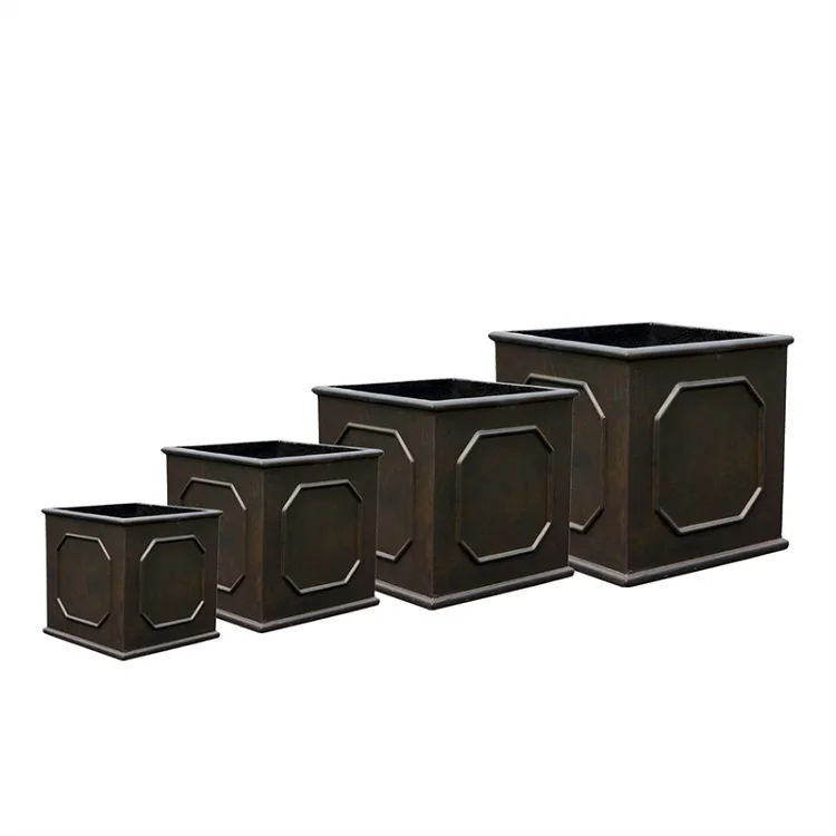 Customized sculpture design fiber clay flower pots large size outdoor garden planters concrete cement flowerpot