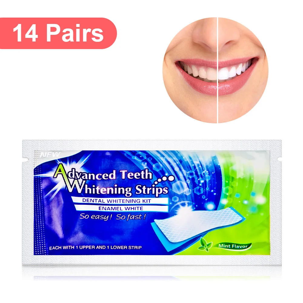 Whitening Strips For Teeth 14 Pack Professional Advanced White Mint Flavor Teeth Whitening Strips Yellow Stains Daily Home Use
