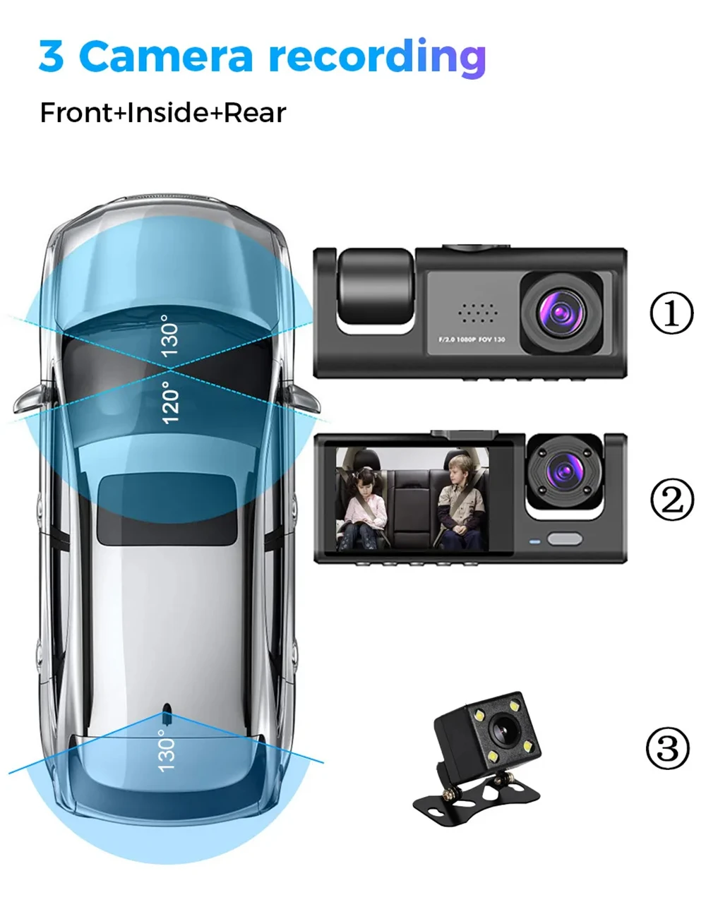 Car Dash Cam 1080P Dual Lens Built in GPS DVR Recorder Dashcam With WiFi G-Sensor Loop Recording Parking Monitoring Camera