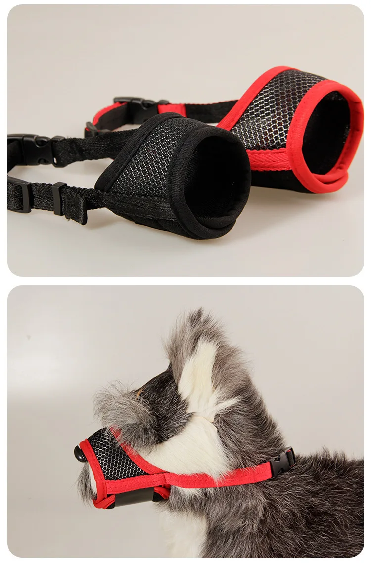 Comfortable Mesh Soft Fabric and Adjustable Strap Anti Biting Barking and Chewing Dog Muzzle