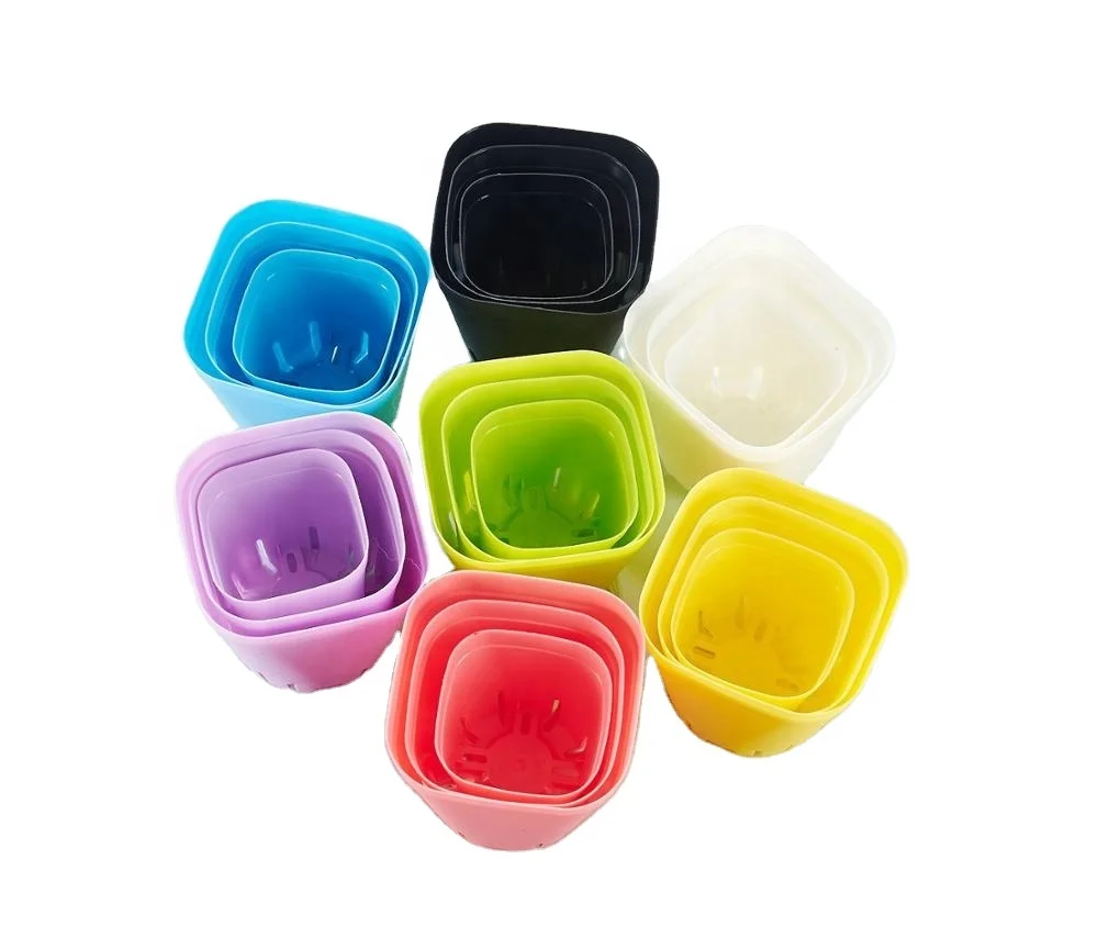 Акция, оптовая продажа, белые и черные квадратные пластиковые мягкие дешевые садовые горшки для садовых растений