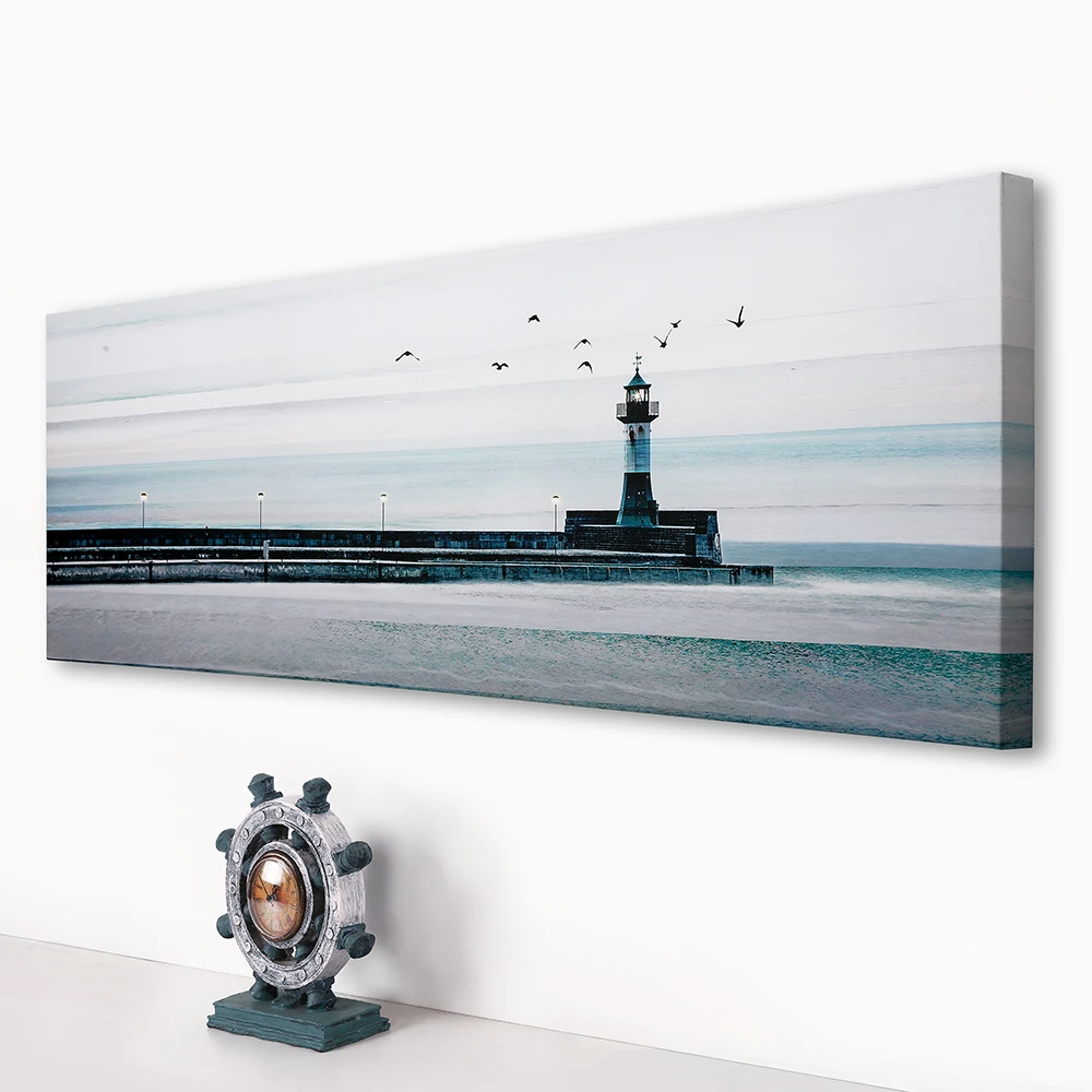 Wholesale seascape paintings lighthouse and sea gull photo picture for wall canvas art home decor prints